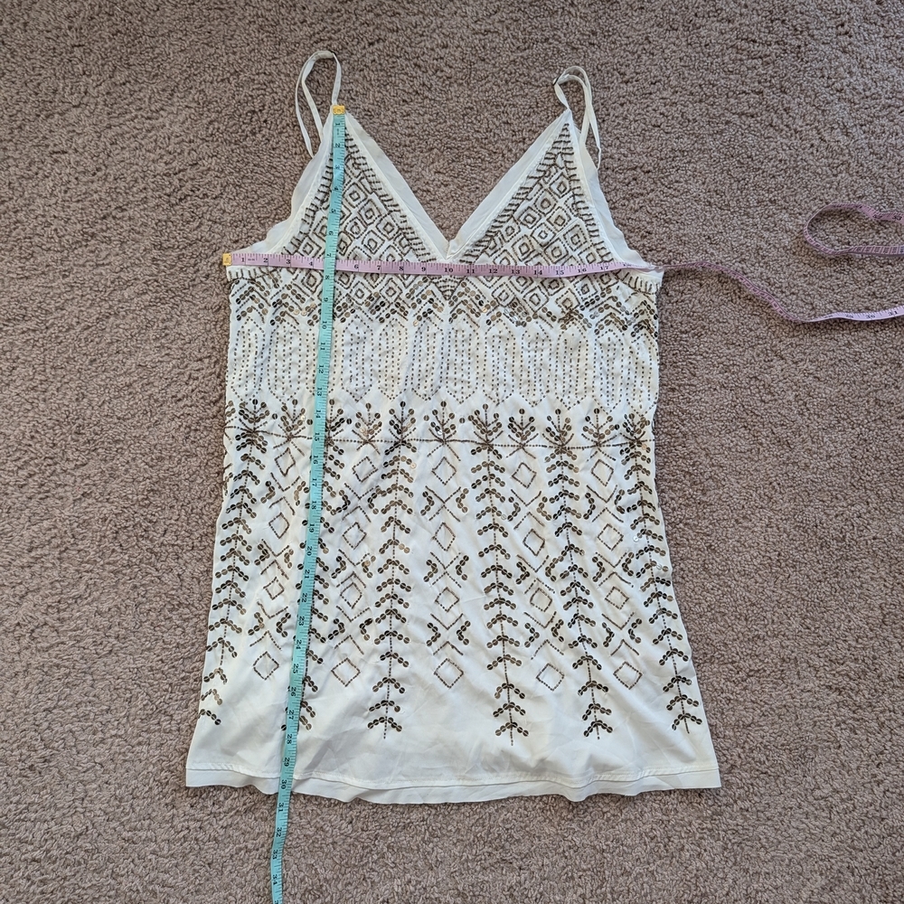 Free People Ivory White Arizona Nights Geometric Sequin Slip Dress NWT Large - Picture 10 of 10